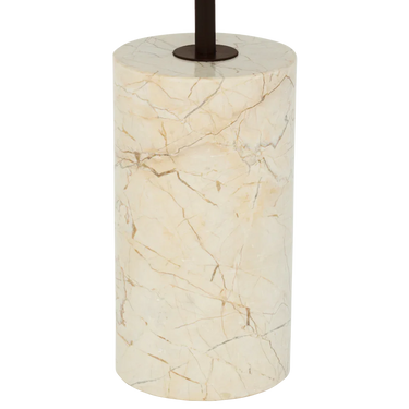 Mesa auxiliar de mármol beige y metal marrón rojizo: vista de la veta del mármol beige
