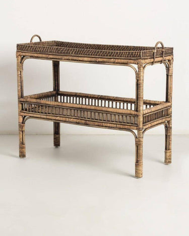 Mesa auxiliar rectangular de ratán natural