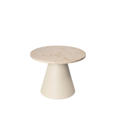 Mesa auxiliar redonda de mármol beige y hierro de Broste Copenhagen