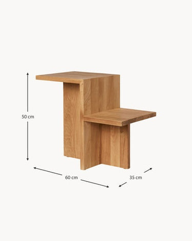Esquema de las dimensiones de la mesa de roble.