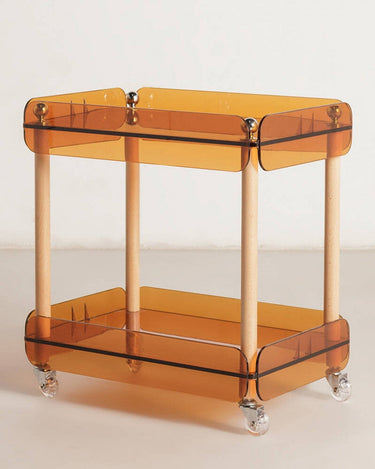 Mesa auxiliar con ruedas naranja transparente