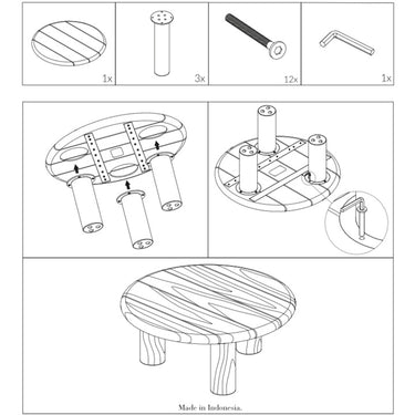 Proporciones de mesa auxiliar de teca reciclada para exterior de Tine K Home