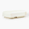 Mesa de centro alargada de hormigón para exterior de Ferm Living, hormigón blanco roto: mesa alargada blanco roto en diagonal con sobre irregular y dos bases.