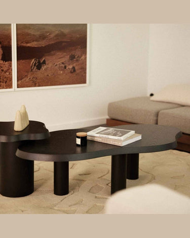 Mesa de centro moderna de roble para salón natural