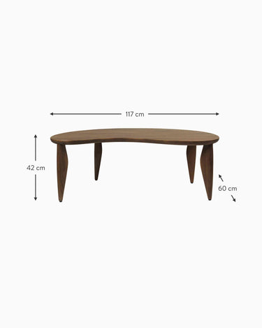 Esquema de las dimensiones desde un lado de la mesa.