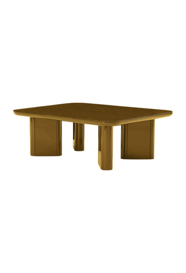 volumen y estructura de mesa de centro rectangular de madera lacada ámbar de Gabrielle Paris