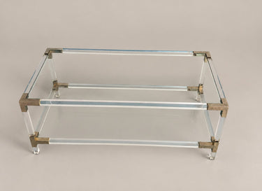 Mesa de centro transparente de dos niveles — superficies transparentes desde arriba