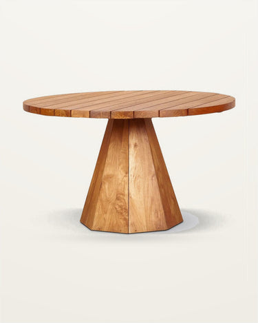 Mesa de comedor exterior JATI de teca maciza Ø130 cm Dareels
