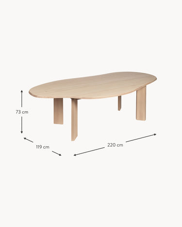 Esquema de las dimensiones de la mesa clara.