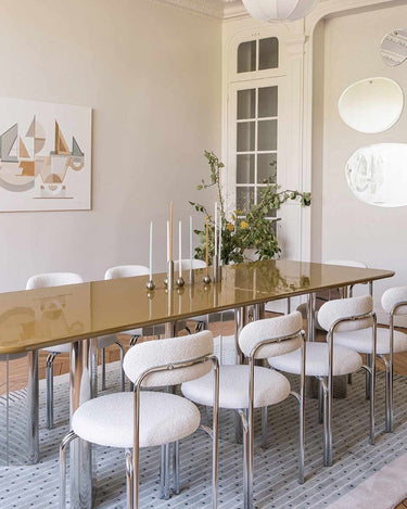 Mesa comedor Chrysoline lacada fresno acero inoxidable Gabrielle Paris