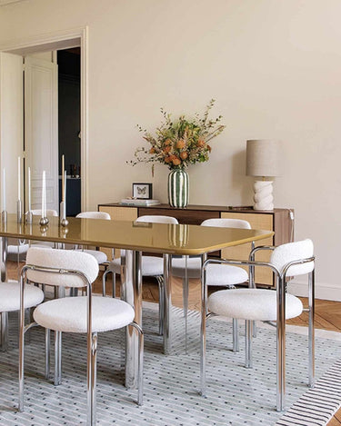 Mesa comedor Chrysoline lacada fresno acero inoxidable Gabrielle Paris