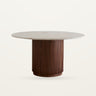 Mesa comedor redonda marmol natural ivory base madera Nordal