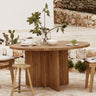 Round recycled teak outdoor dining table by Tine K Home