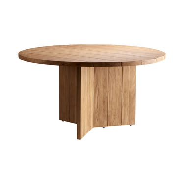 Mesa de comedor redonda de teca para exterior de Tine K Home en ambiente