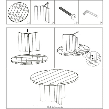 Otra perspectiva de mesa de comedor redonda de teca reciclada para exterior de Tine K Home