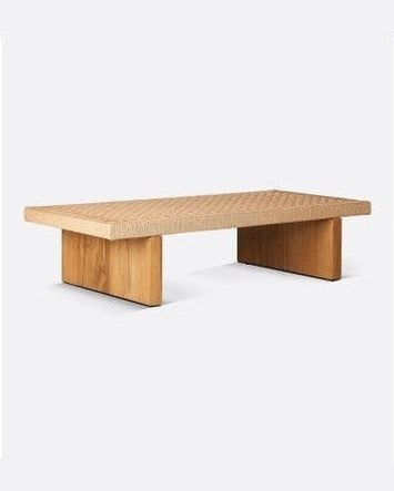 Mesa de centro CORA de teca reciclada y cuerda de papel — detalle 8