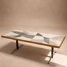 Mesa de centro vintage con mosaico blanco y gris