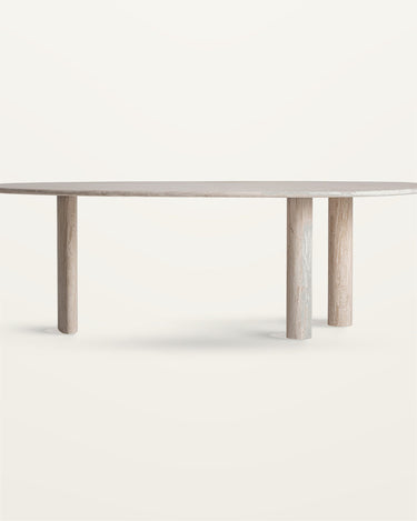 Mesa de comedor de travertino blanco roto de Vical