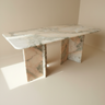 Mesa vintage de mármol rosa con base escultórica