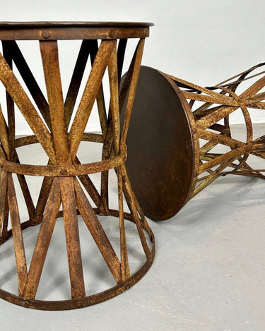 Mesa taburete de hierro forjado francés vintage