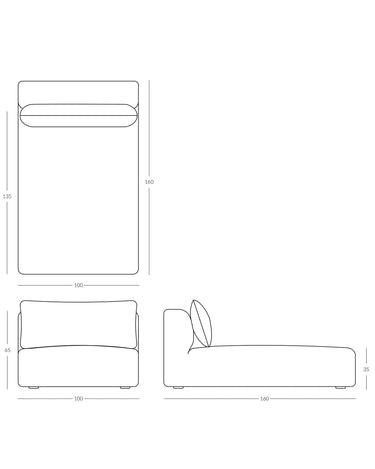 Plano de medidas de módulos chaise longue de lino blanco de Tine K Home