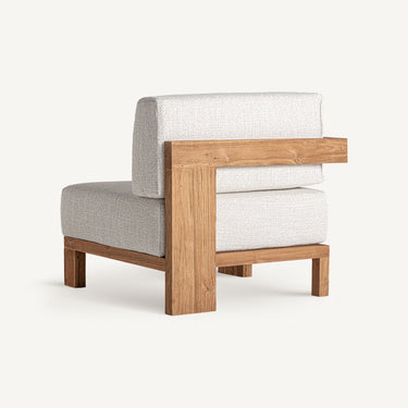 Parte posterior del módulo esquinero Testa de Vical con estructura de madera vista
