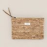 Neceser de seda y yute color miel de Bed and Philosophy, vista frontal con cremallera