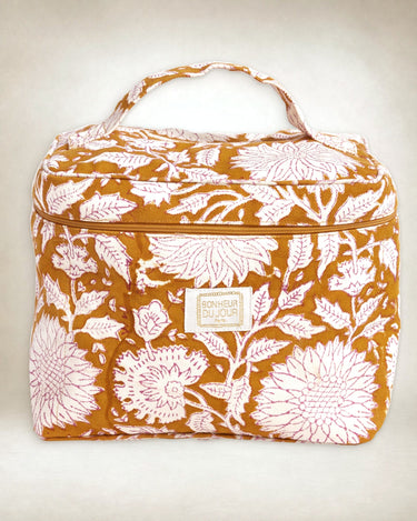 Neceser de lona de algodón con estampado caramelo 22 x 16 cm Bonheur du Jour