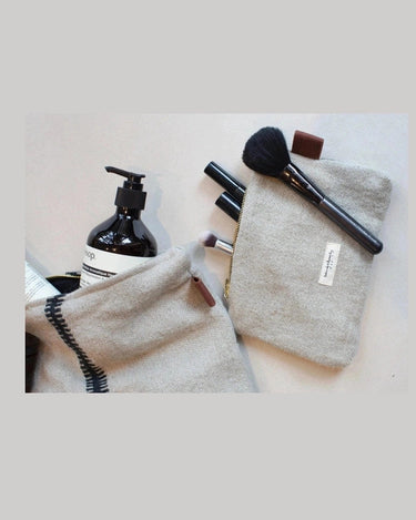 Trousse textile en lin et en laine