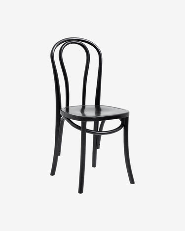 Silla bistro de abedul lacado negro curvado Nordal
