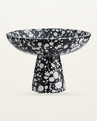 Cuenco NUSA de terrazo negro y blanco con base – Nordal