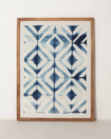 Cuadro Carmelo de tela tie-dye azul y blanco