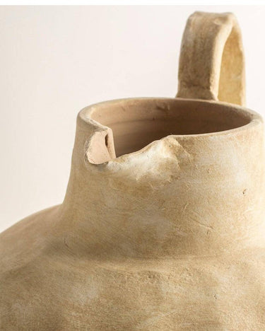 Jarrón de terracota blanco roto vista lateral · OFELIA