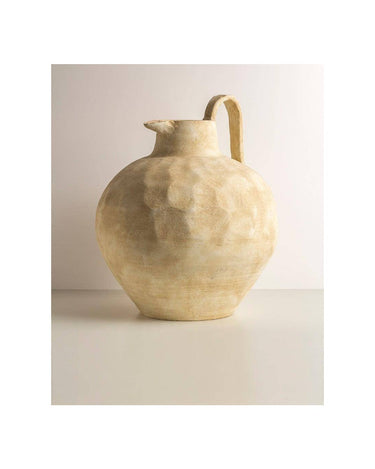 Jarrón decorativo de terracota blanco roto