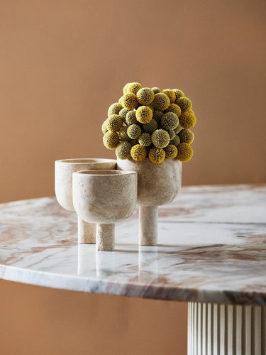 ROCA Ivory Travertine Sculptural Organizer in an interior setting – Nordal