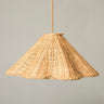 Pantalla colgante pequeña de ratán natural de Mahe Homeware: pantalla pequeña de borde ondulado.