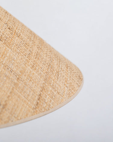 Pantallas de lámpara de rafia: detalle de la trama y del borde de la versión baja.