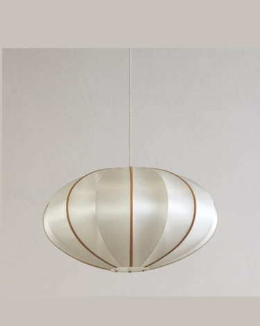 Lámpara Colgante Calabaza Seda Offwhite y Ámbar E27