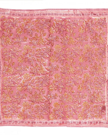 Pañuelo infantil de algodón Arya Malaga rosa Bonheur du Jour, con flores y cenefas