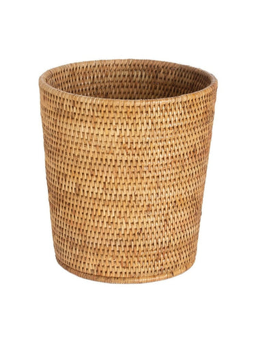 Papelera redonda de ratán natural de 8 litros