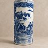 Paragüero de cerámica azul y blanca con figuras de Asian Mix Interior