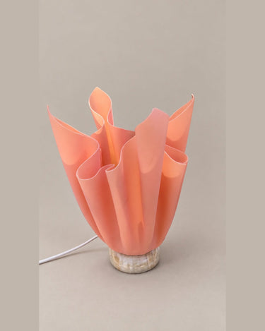 Pareja de lámparas vintage rosa y naranja — lámpara rosa y base clara