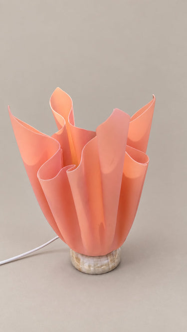Pareja de lámparas vintage rosa y naranja — lámpara rosa y base clara