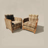 Pareja de sillones art déco vintage con tapicería a rombos
