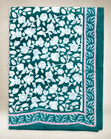 Pareo de algodón voile con block print esmeralda Bonheur du Jour