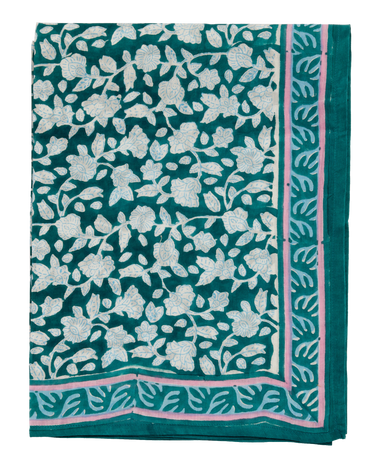 Pareo de algodón voile con block print esmeralda Bonheur du Jour