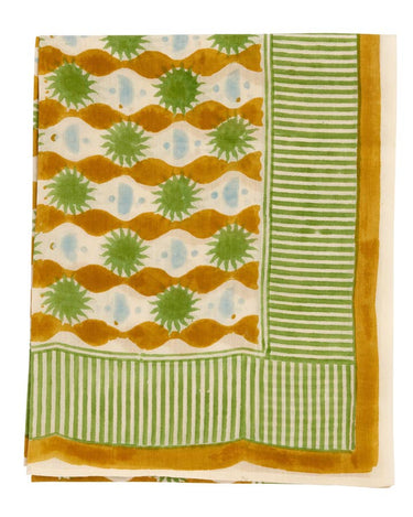 Pareo algodón voile block print artesanal verde