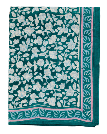 Pareo algodón voile block print esmeralda