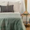 Plaid Bogolan verde bosque de lino African Jacquard