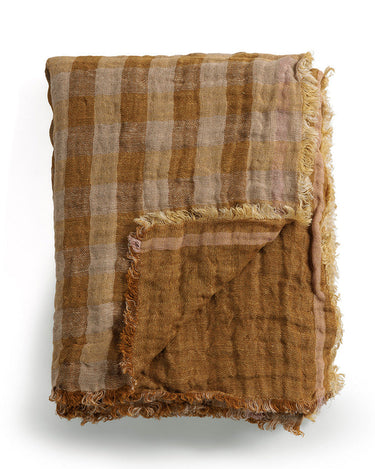Plaid de lino lavado reversible diseño vichy Le Monde Sauvage